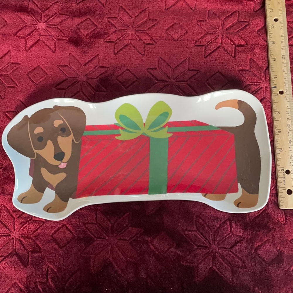 Saint Nicolas Square Merry Merry dachshund tray - Picture 3 of 6